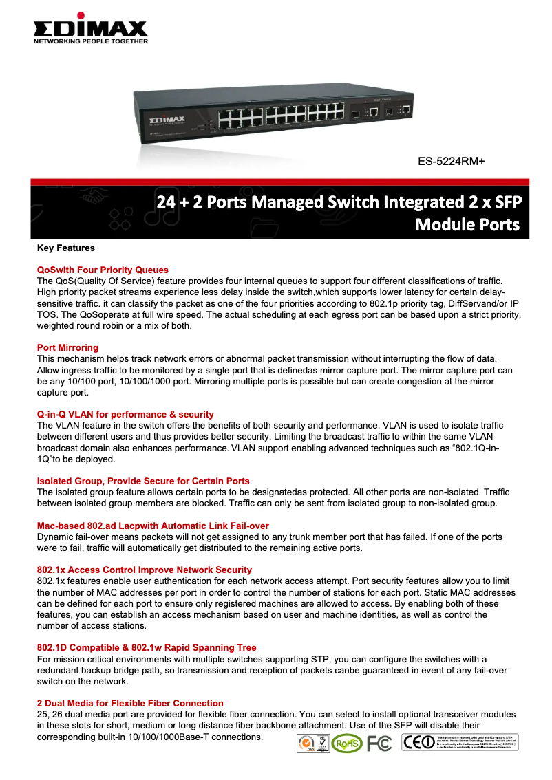 First page image of the manual for ES-5224RM+