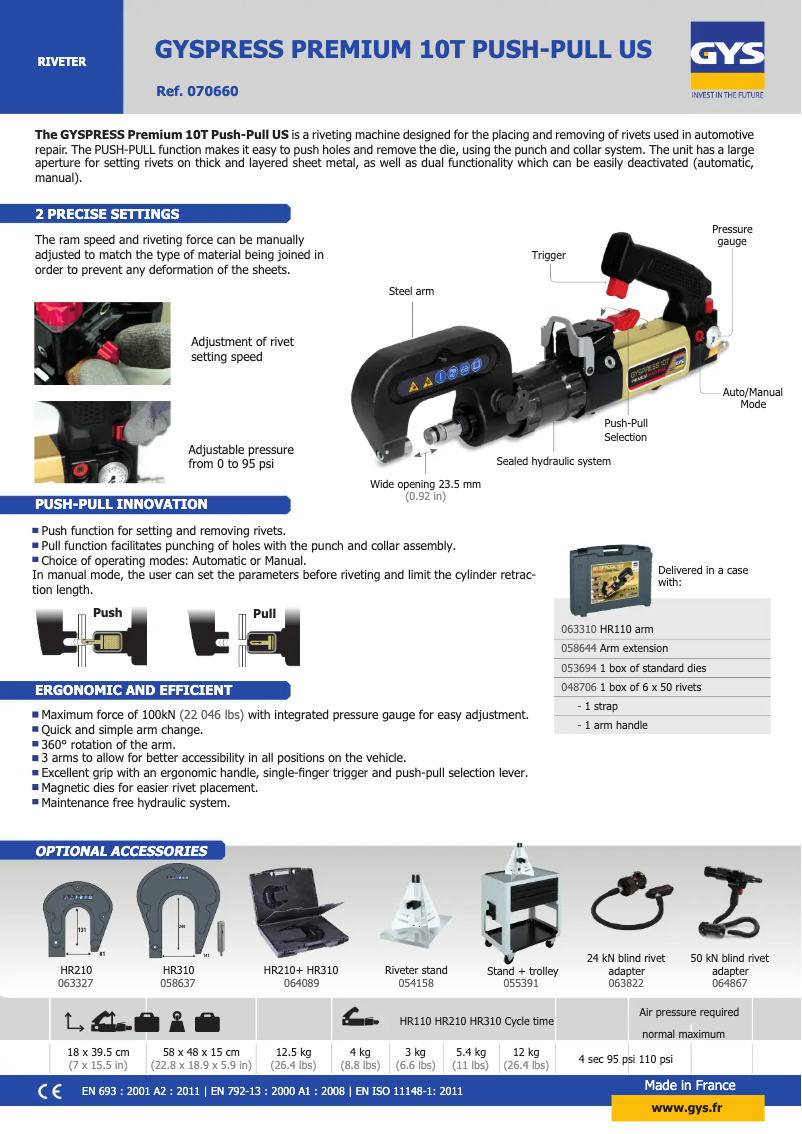 First page image of the manual for Gyspress Premium 10T Push Pull US