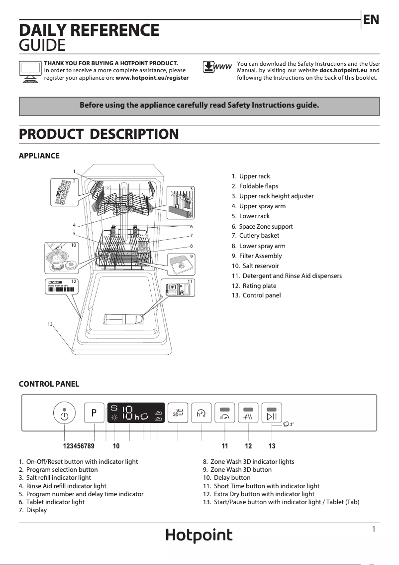 First page image of the manual for HSIO 3T223 WCE UK N
