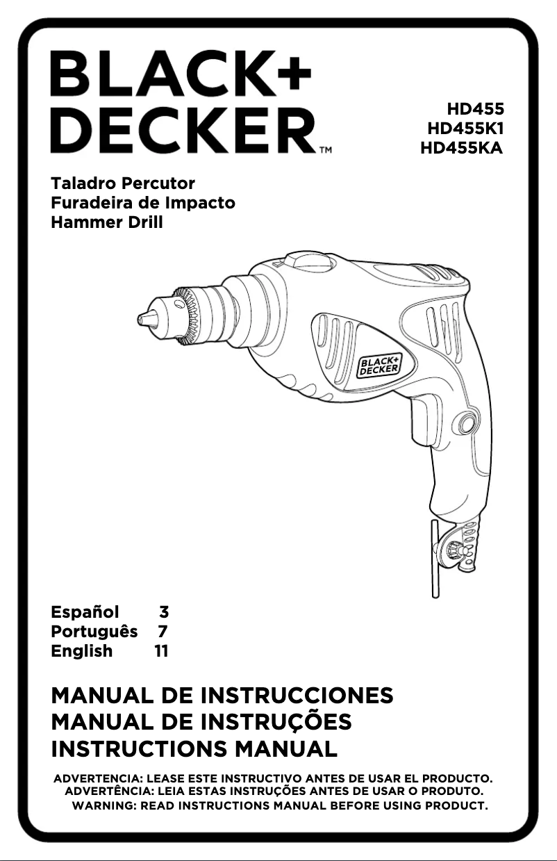 Page 1 of the manual User Manual Black & Decker HD455KA