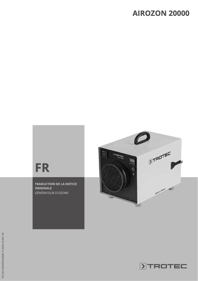 First page image of the manual for Airozon 20000