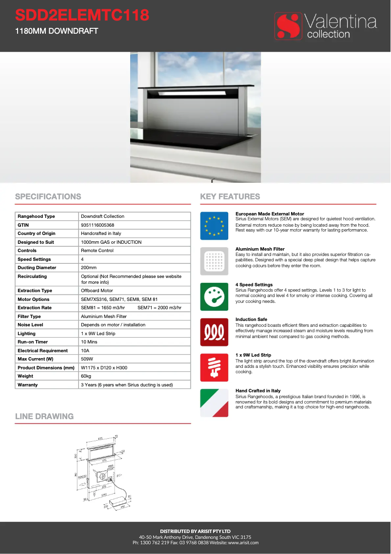 Page 1 of the manual Technical Sheet Sirius SDD2ELEMTC118