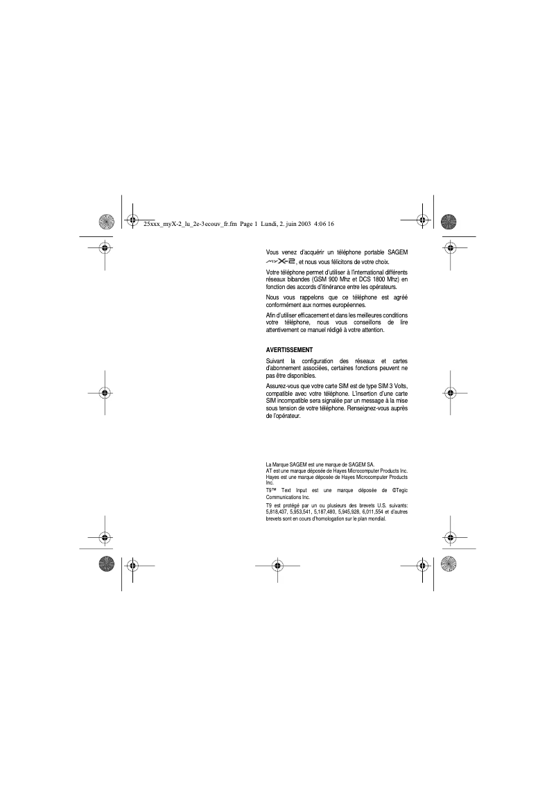 First page image of the manual for myX-2