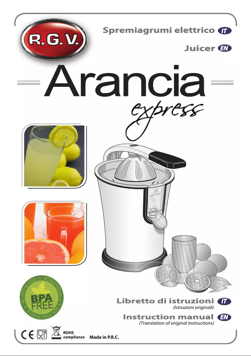 Image de la première page du manuel de l'appareil Arancia Express/N