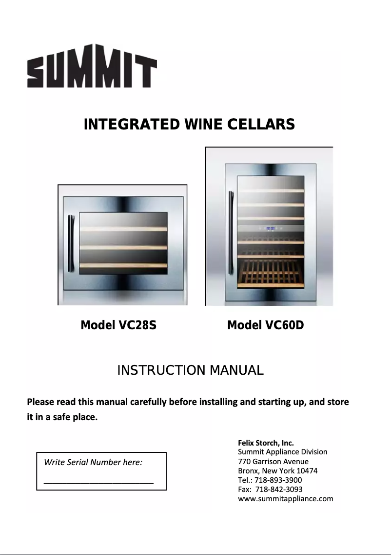First page image of the manual for VC28S
