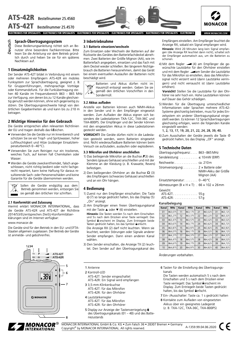 First page image of the manual for ATS-42R