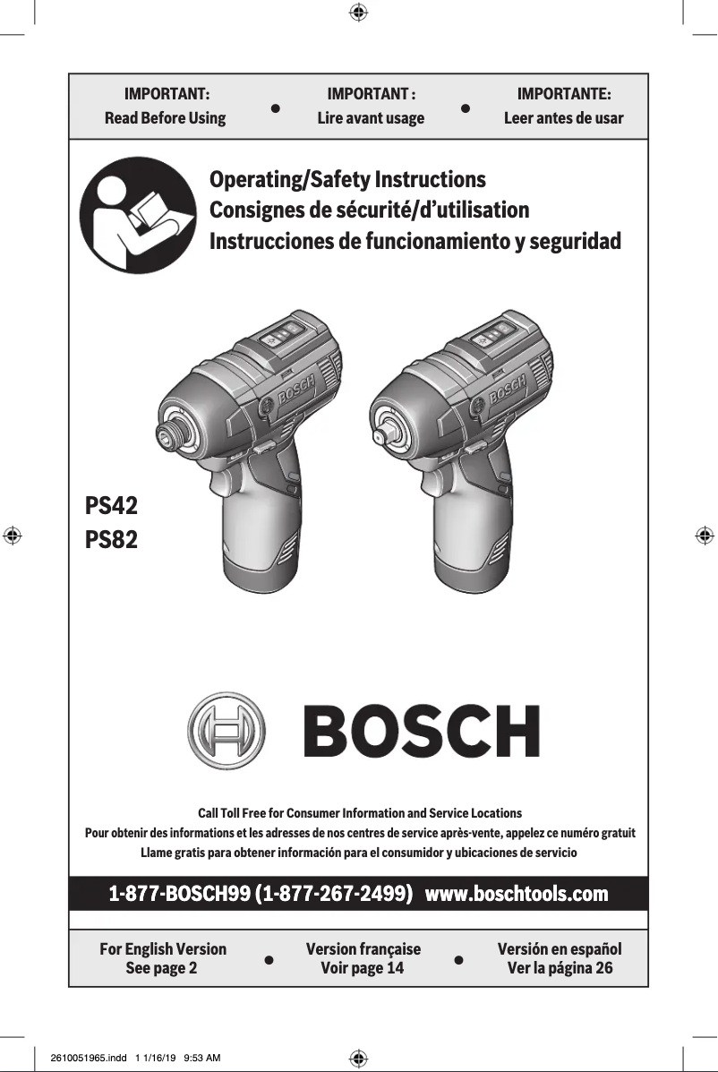 Page 1 of the manual User Manual Bosch PS82BN