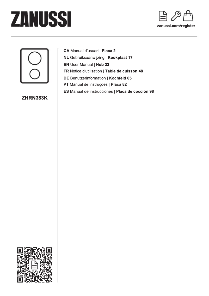 Page 1 of the manual User Manual Zanussi ZHRN383K