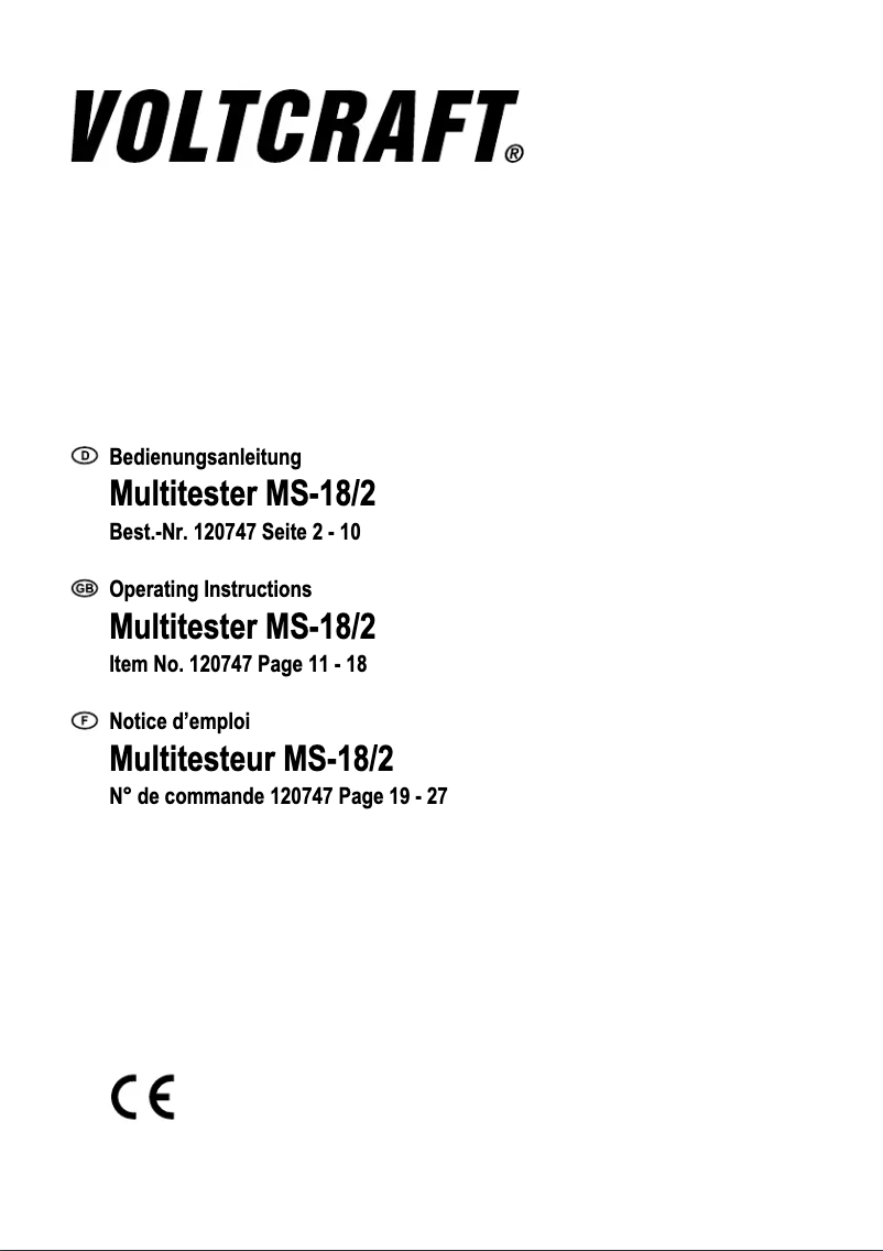 First page image of the manual for MS-18/2