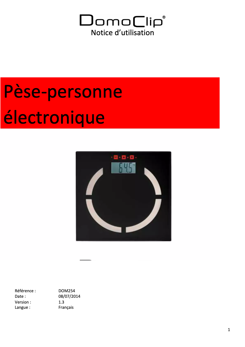 First page image of the manual for DOM254