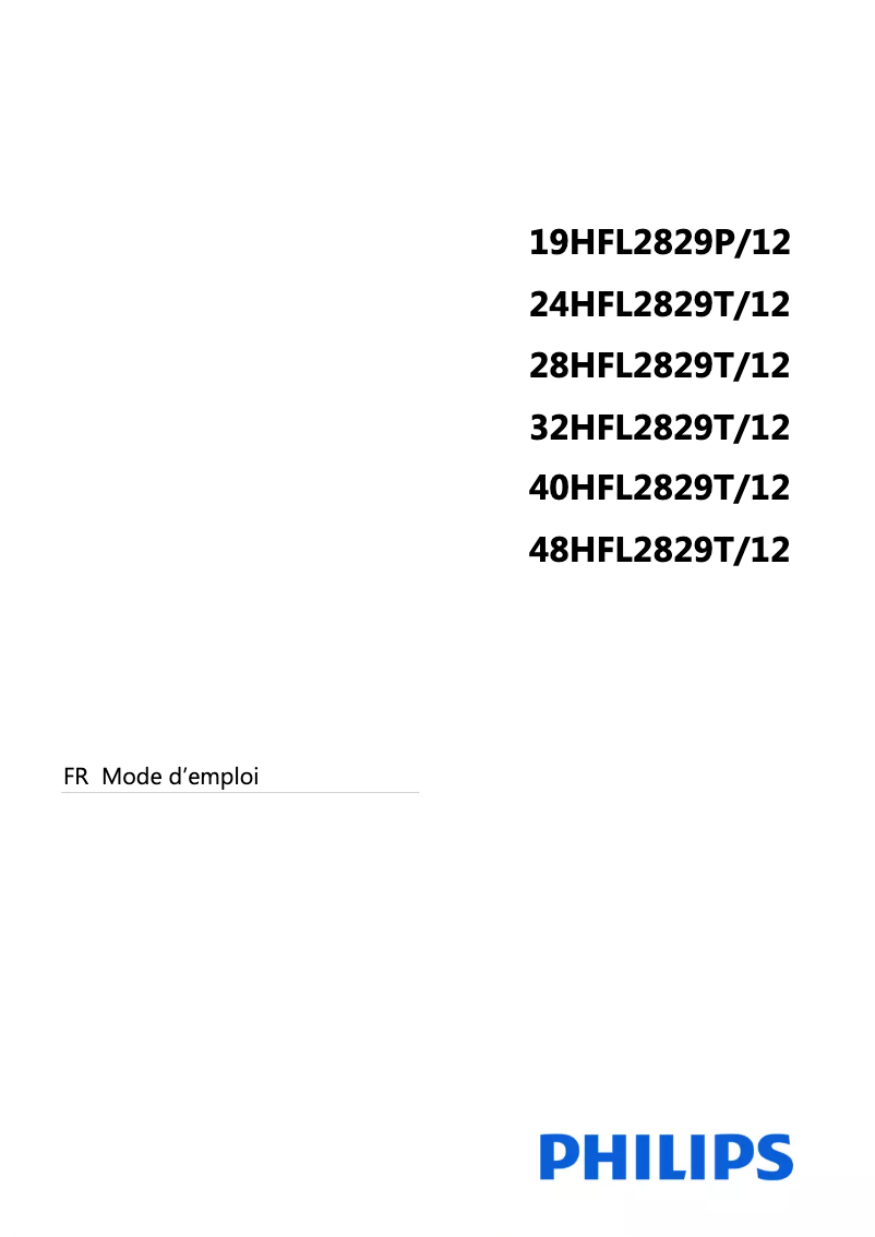 First page image of the manual for 19HFL2829P