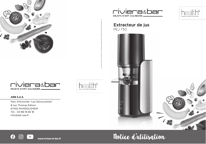 Page 1 of the manual User Manual Riviera & Bar PEJ730