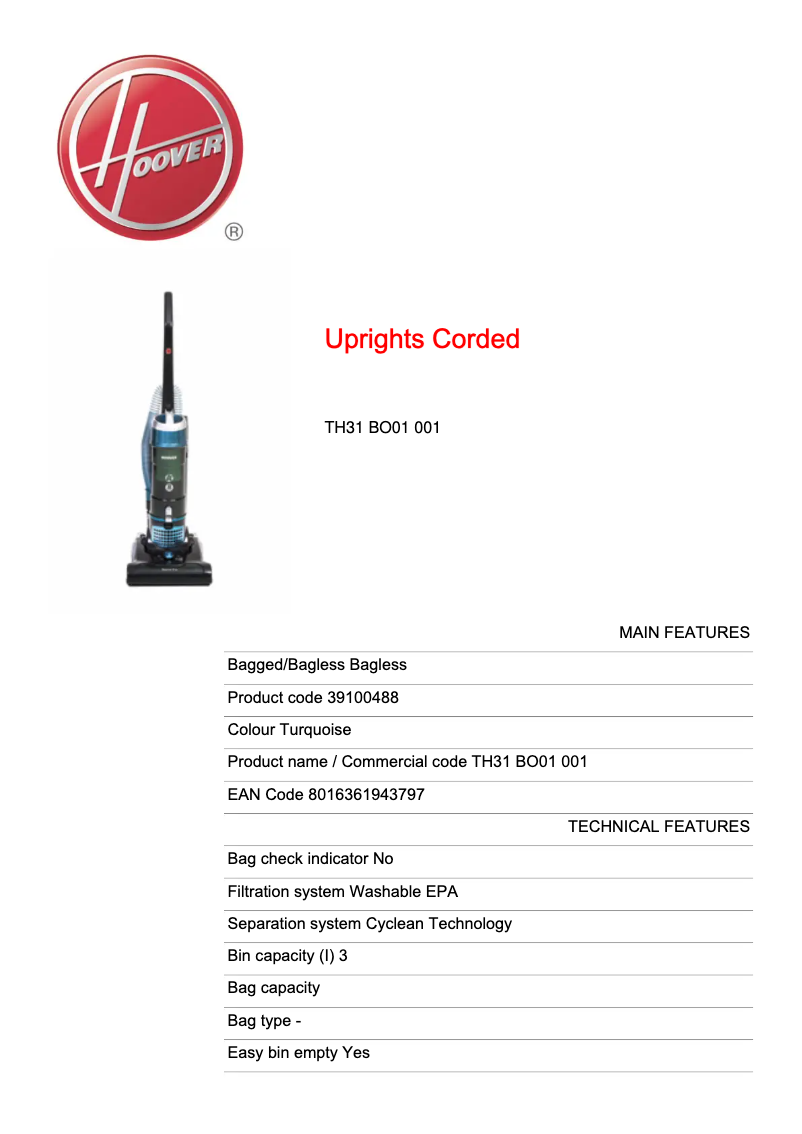 First page image of the manual for Breeze Evo TH31 BO01 001