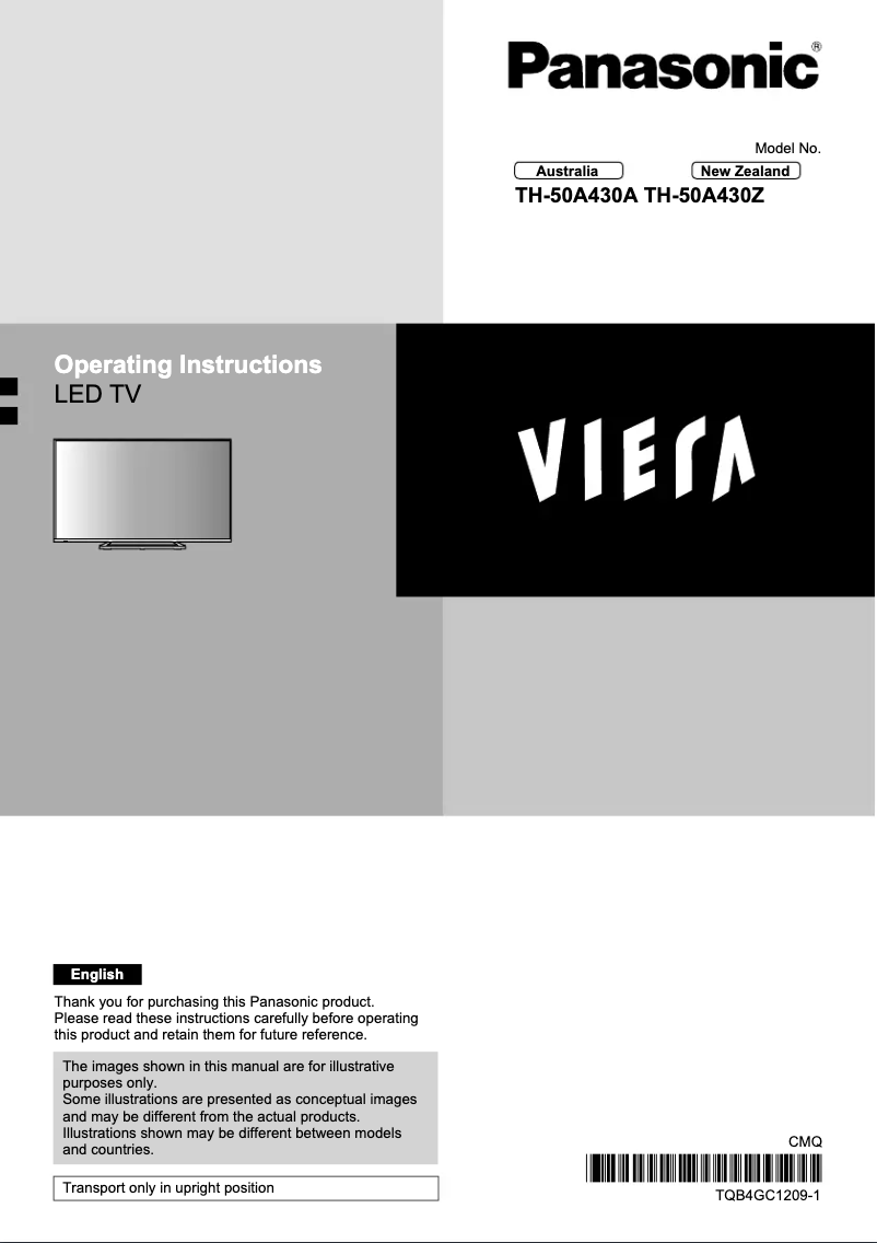 First page image of the manual for TH-50A430Z