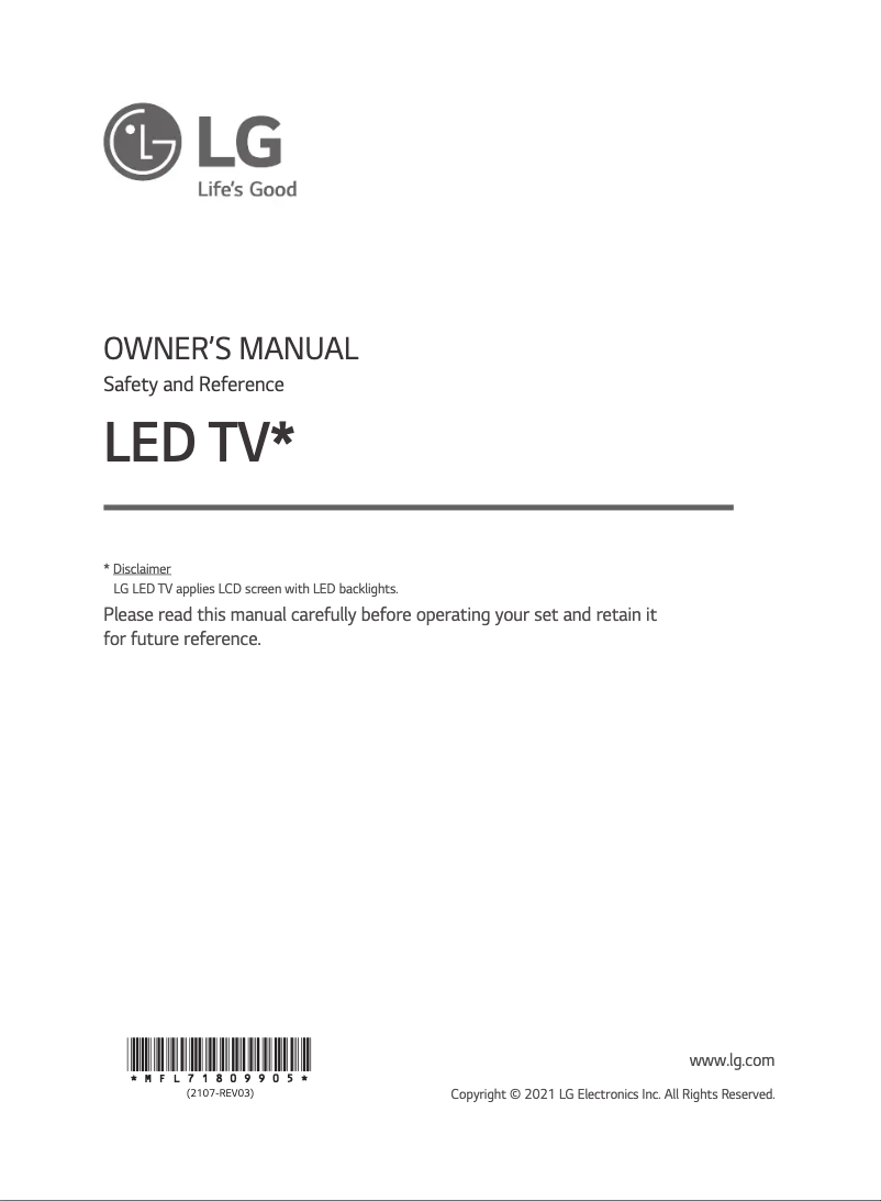 First page image of the manual for 50UR640S0TD