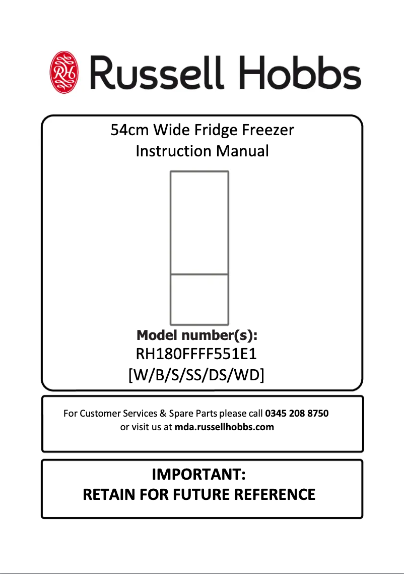 First page image of the manual for RH180FFFF551E1S