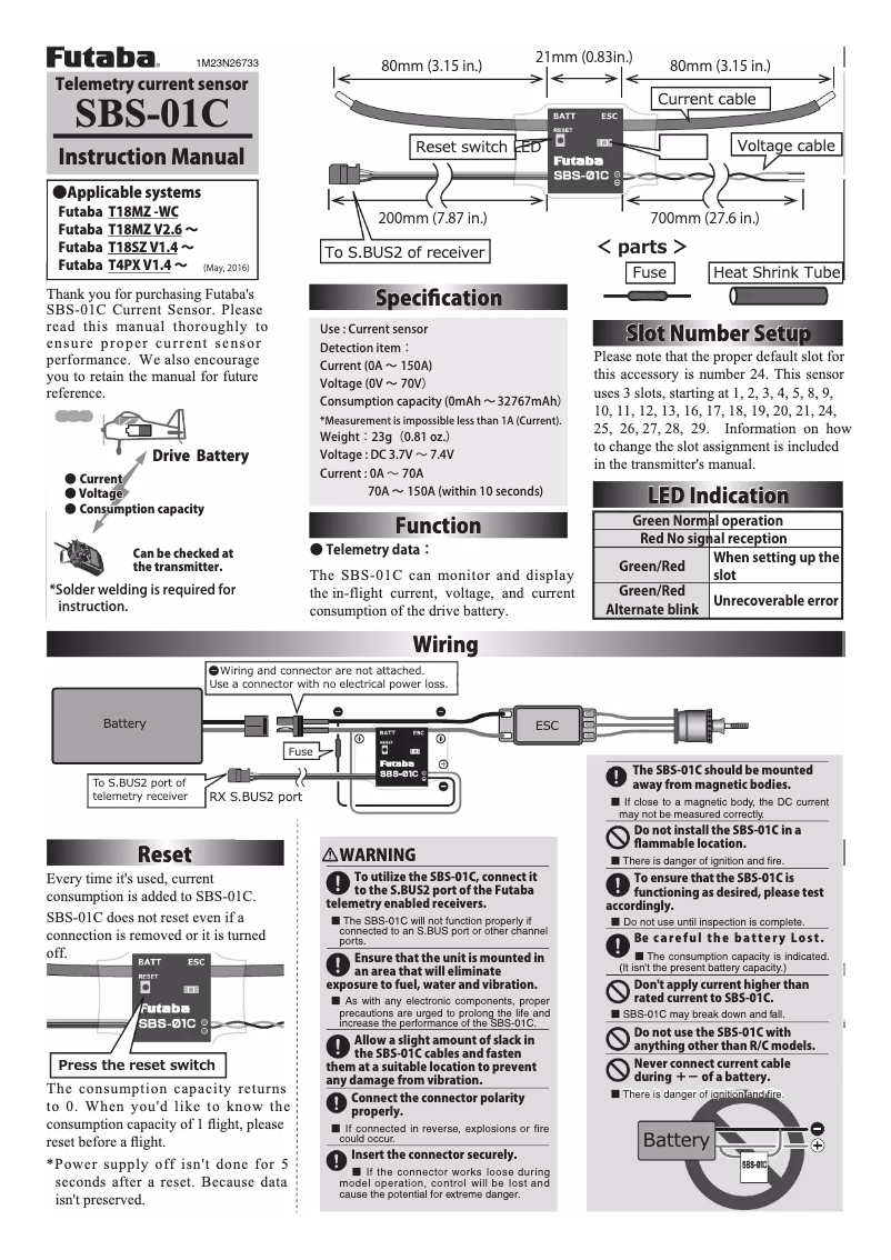 Page 1 of the manual User Manual Futaba SBS-01C