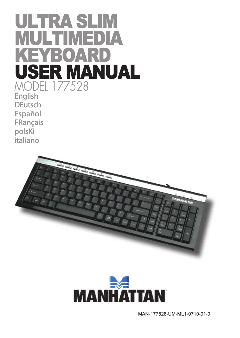 Page 1 of the manual User Manual Manhattan Multimedia Keyboard 177528