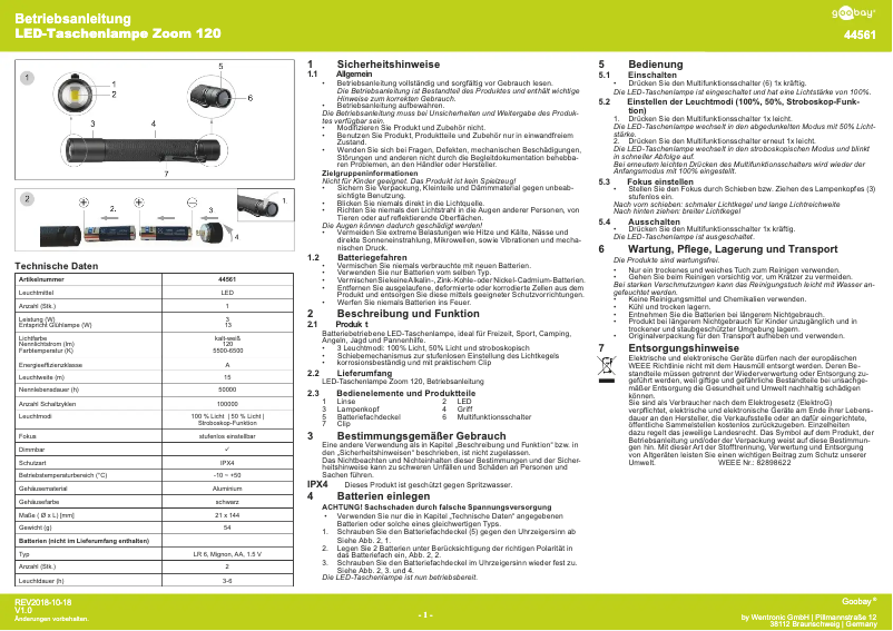 First page image of the manual for 44561