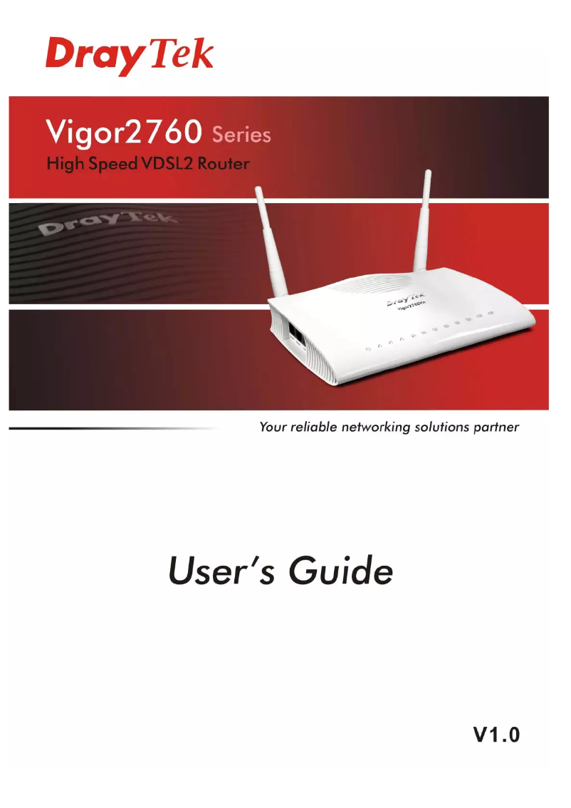 Page 1 of the manual User Manual Draytek Vigor 2760n