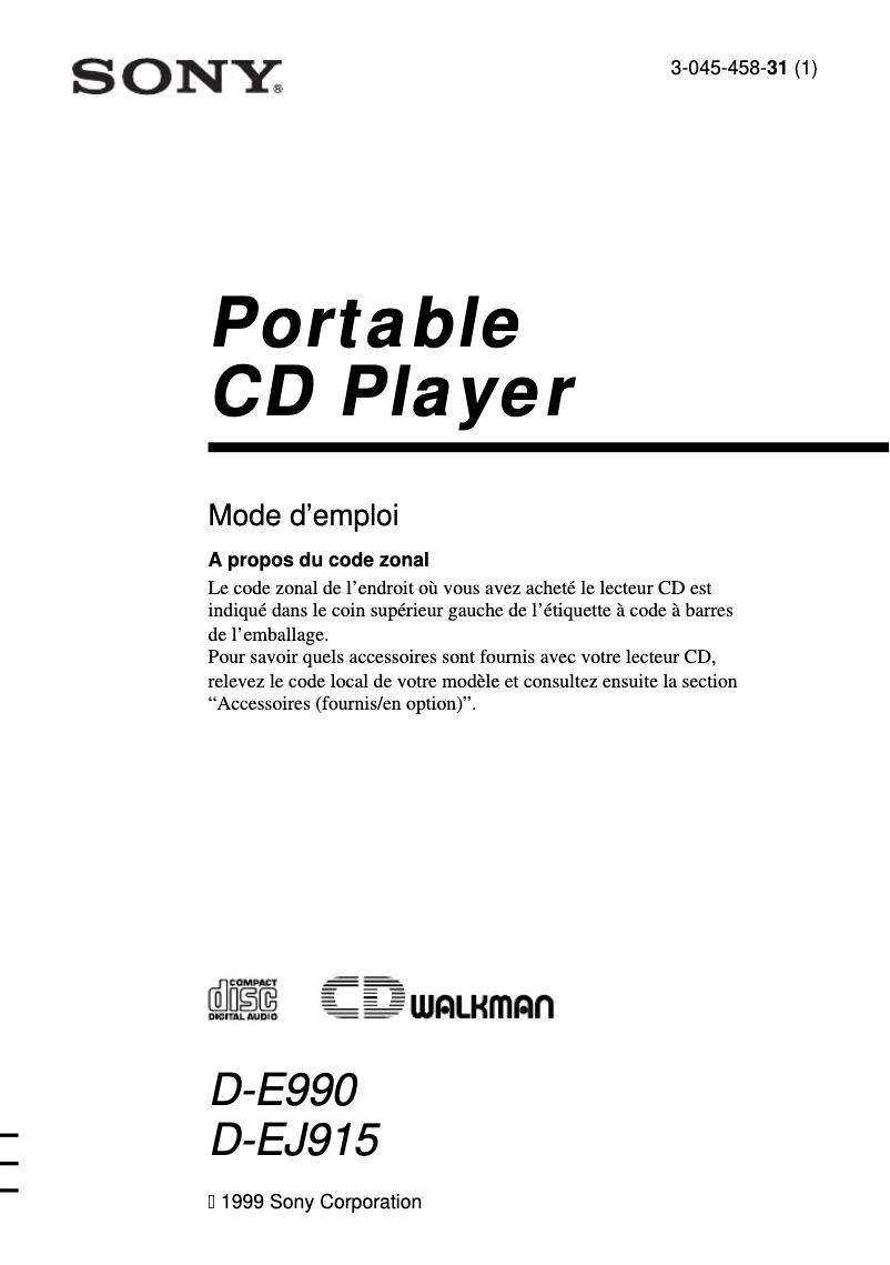 First page image of the manual for D-E990
