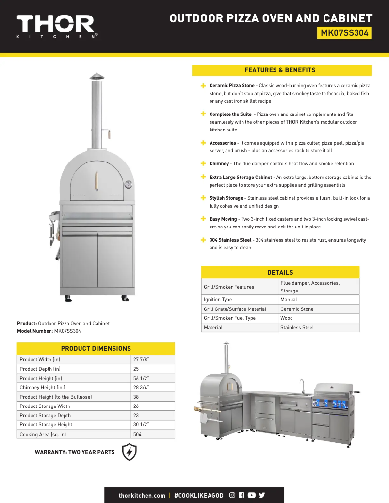 Page 1 of the manual Technical Sheet Thor MK07SS304