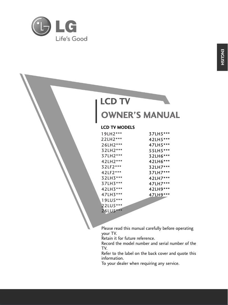 Page 1 of the manual User Manual LG 37LH22R