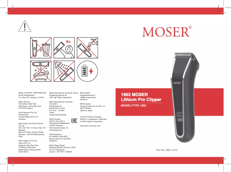 Page 1 of the manual User Manual Moser 1902 Lithium Pro LCD