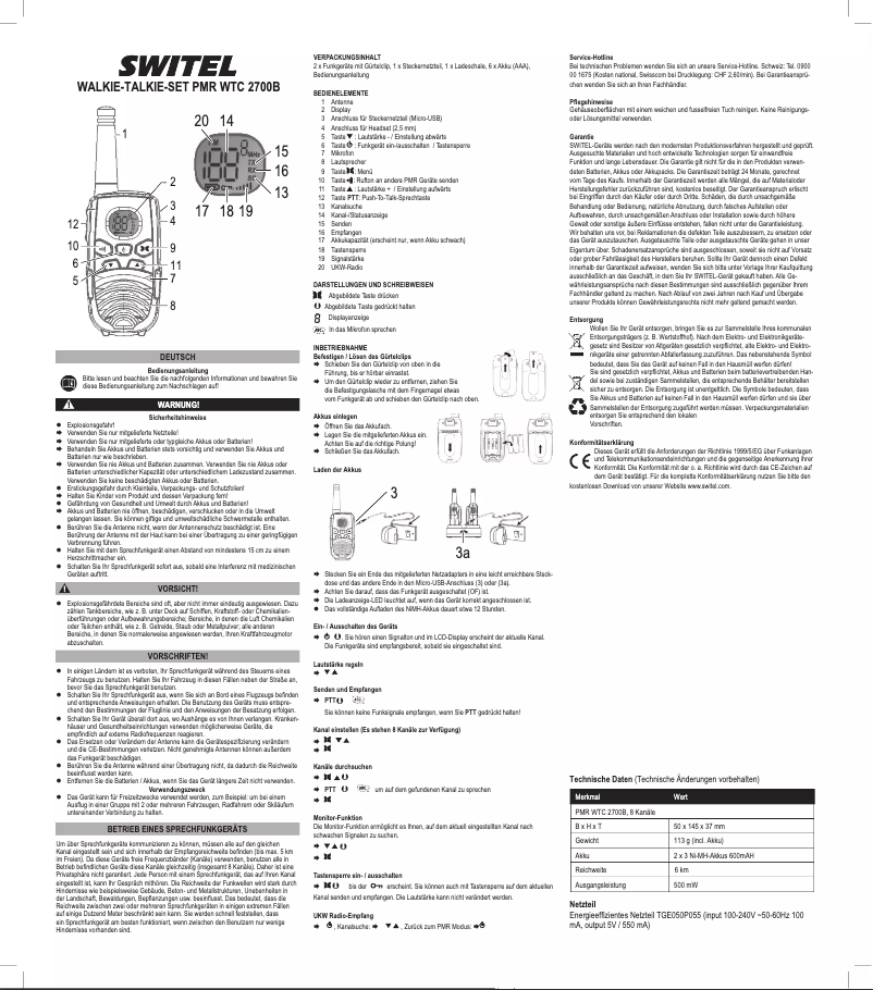 Page 1 de la notice Mode d'emploi Switel WTC2700B