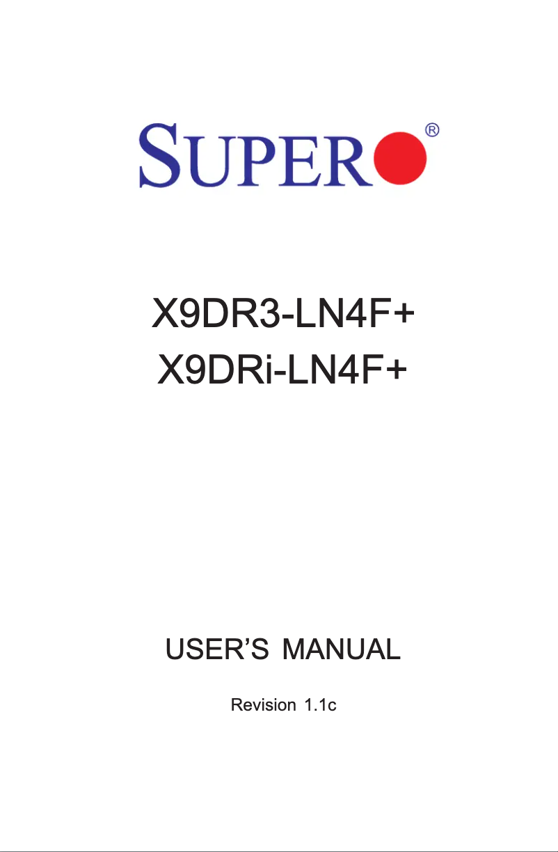 First page image of the manual for X9DRi-LN4F+