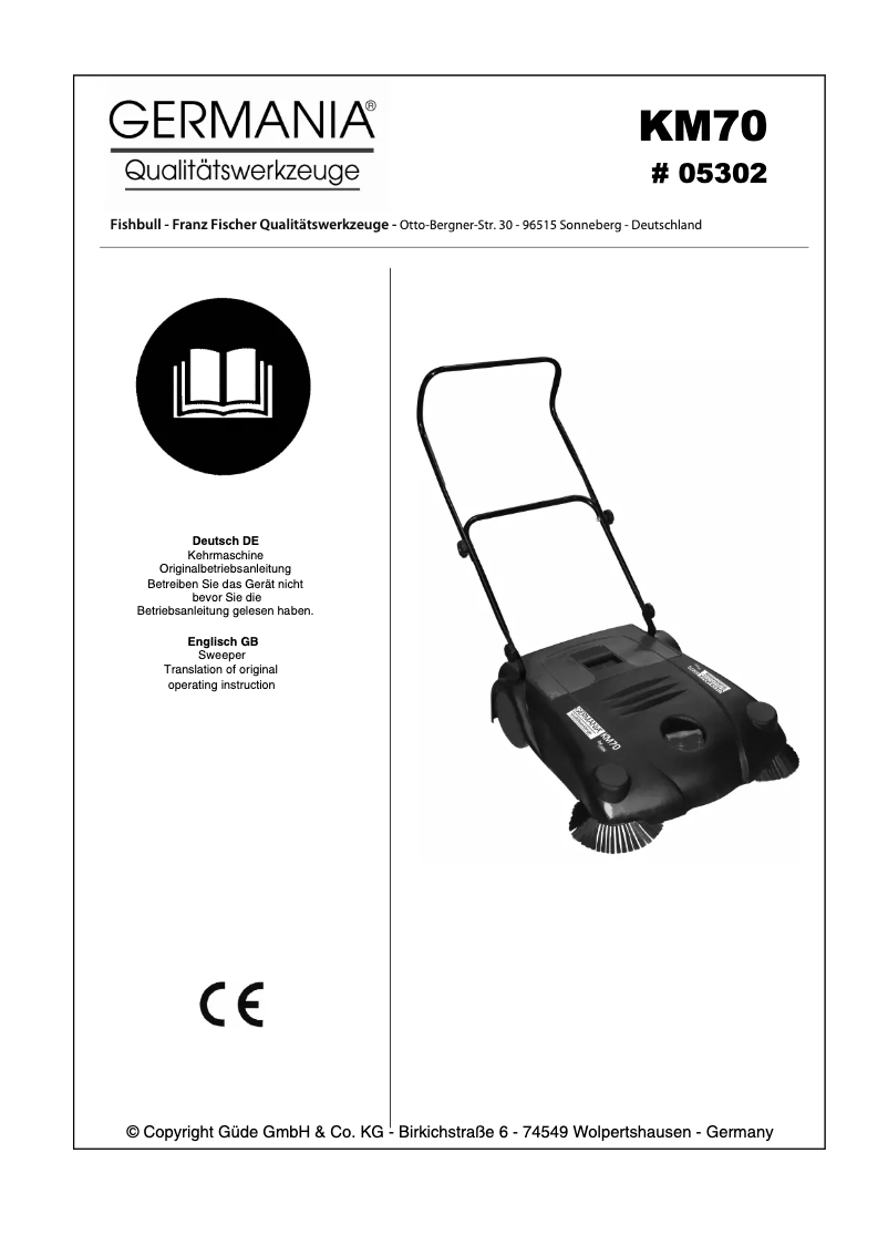 First page image of the manual for KM70