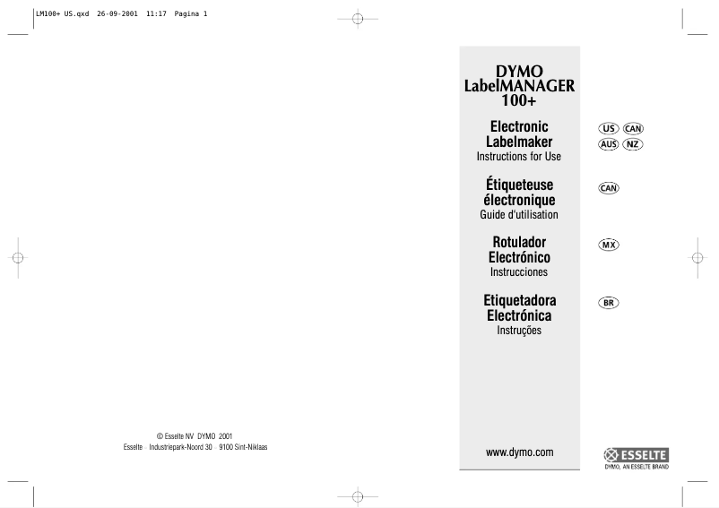 Page 1 of the manual User Manual Dymo LabelManager 100 Plus
