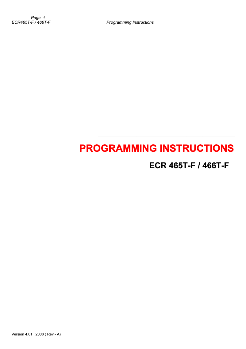 First page image of the manual for ECR 466T-F