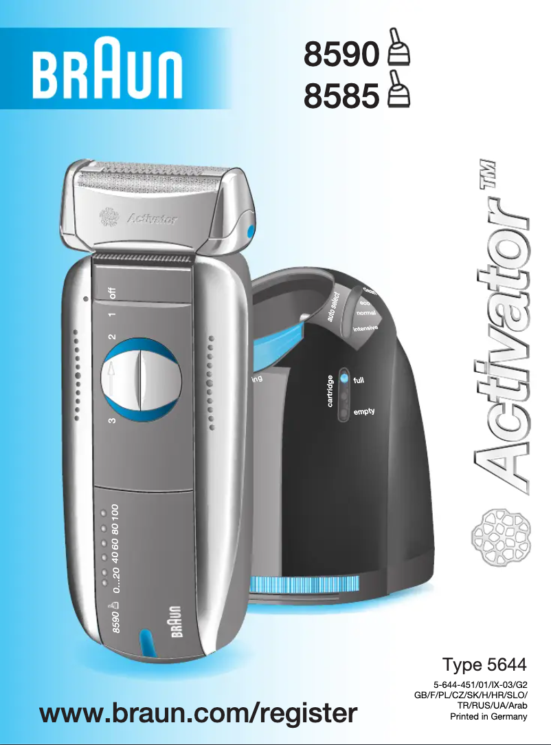 Page 1 of the manual User Manual Braun Activator 8585