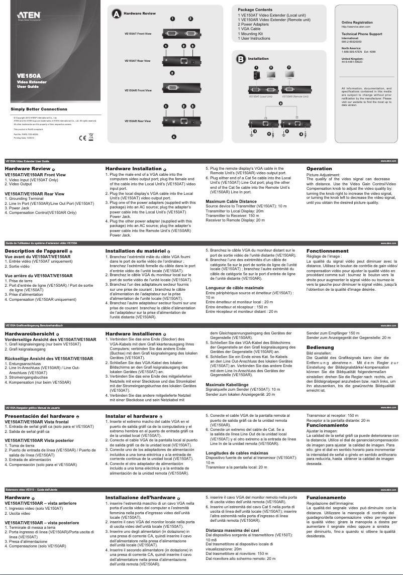 Page 1 de la notice Manuel utilisateur ATen VE150A