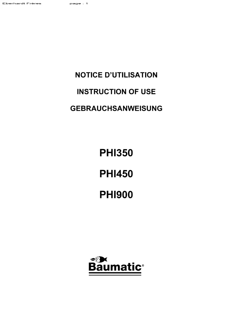 First page image of the manual for PHI450