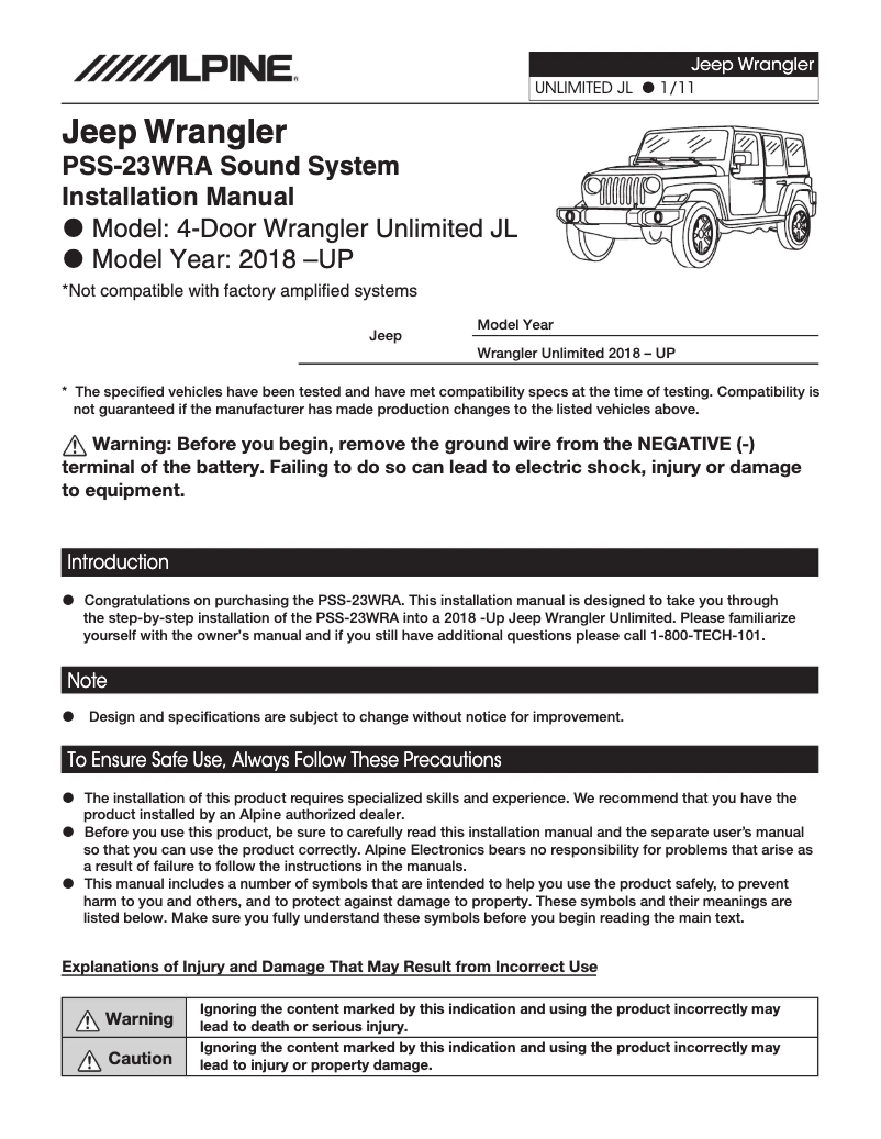 First page image of the manual for PSS-23WRA