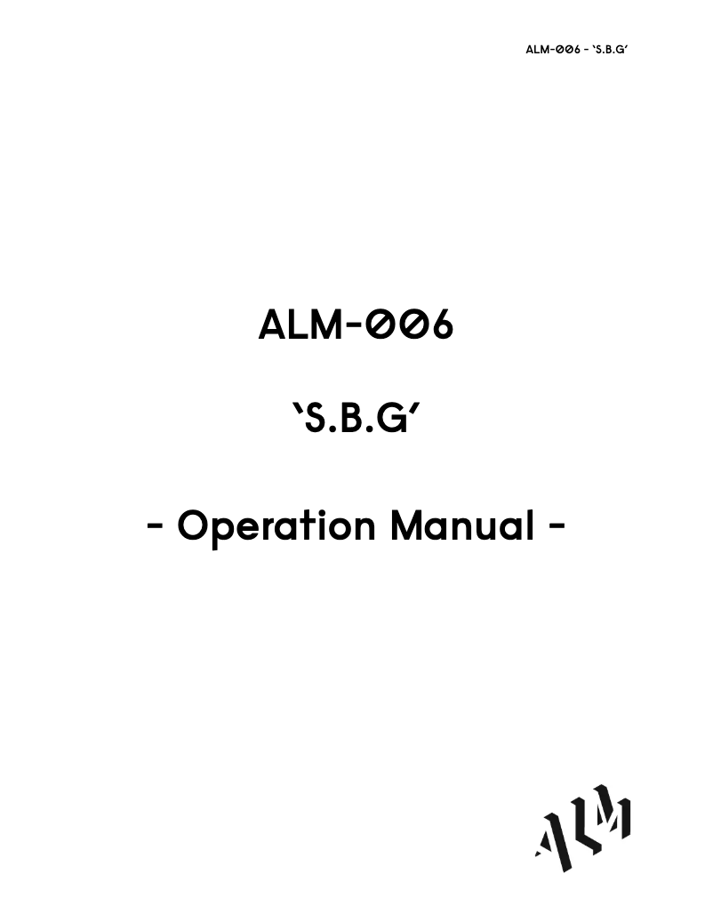 First page image of the manual for S.B.G. ALM-006