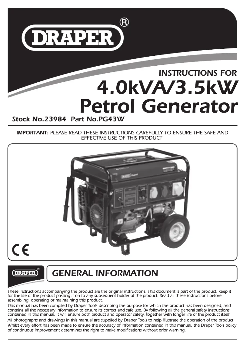 Page 1 of the manual User Manual Draper PG43W