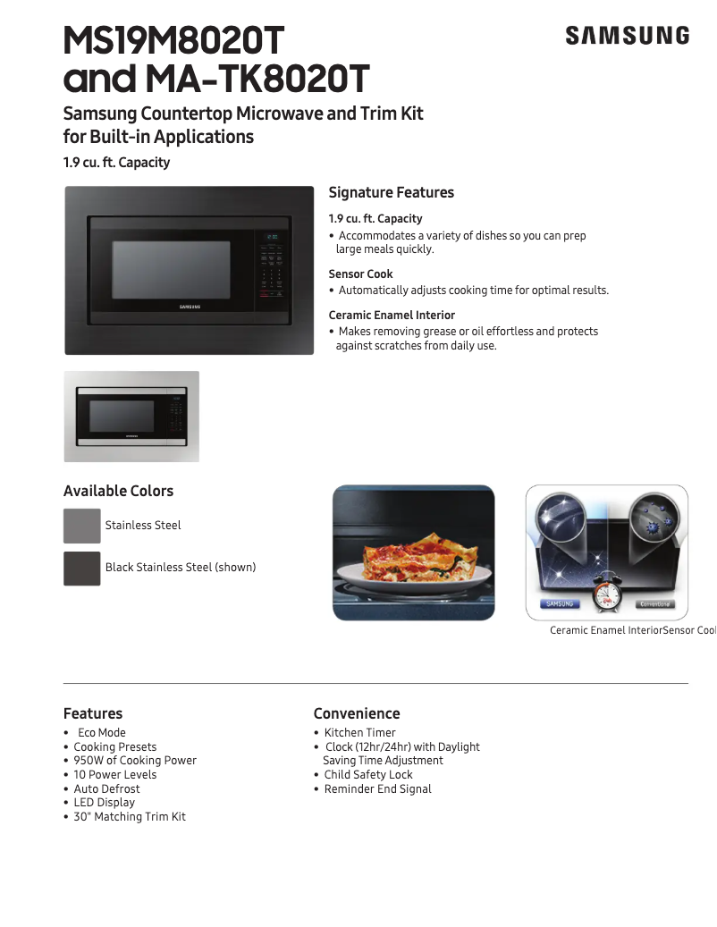 First page image of the manual for MS19M8020TG
