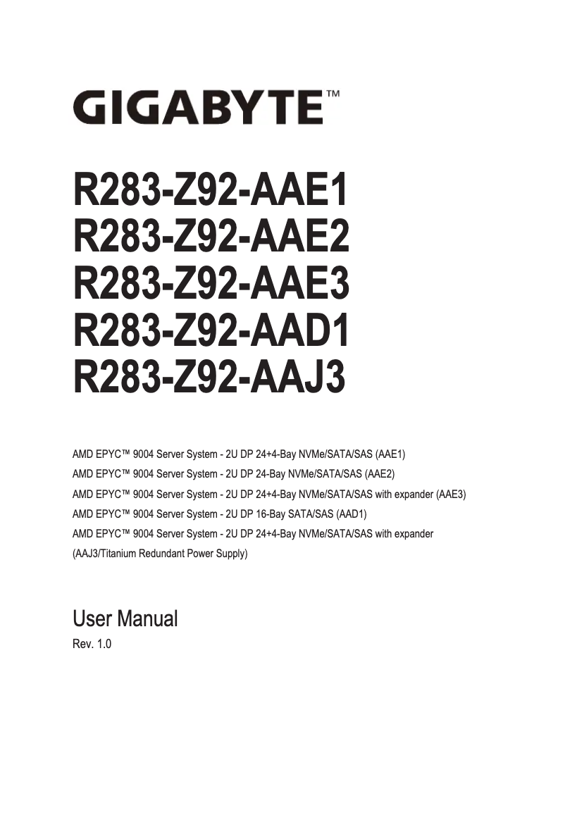 First page image of the manual for R283-Z92