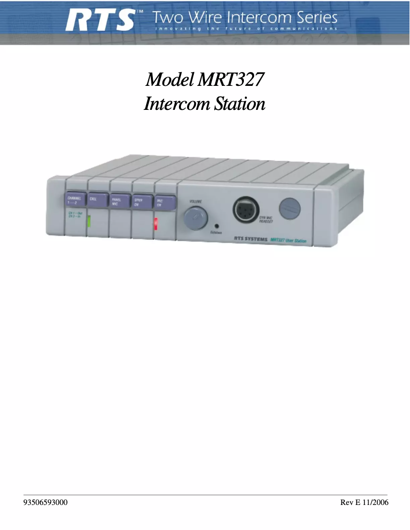 First page image of the manual for MRT-327