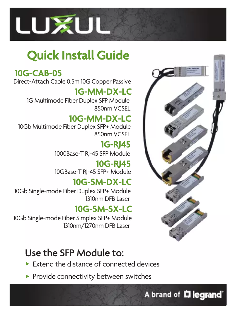 Page 1 of the manual User Manual Luxul 10G-CAB-05
