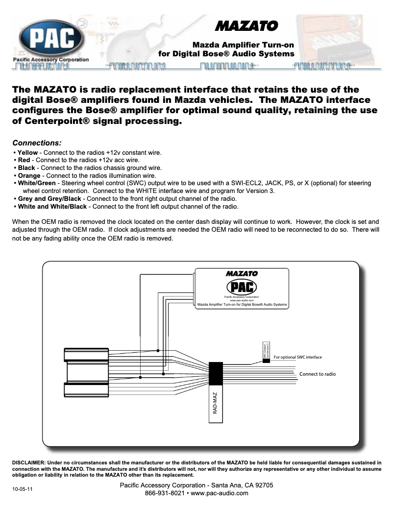 First page image of the manual for MAZATO