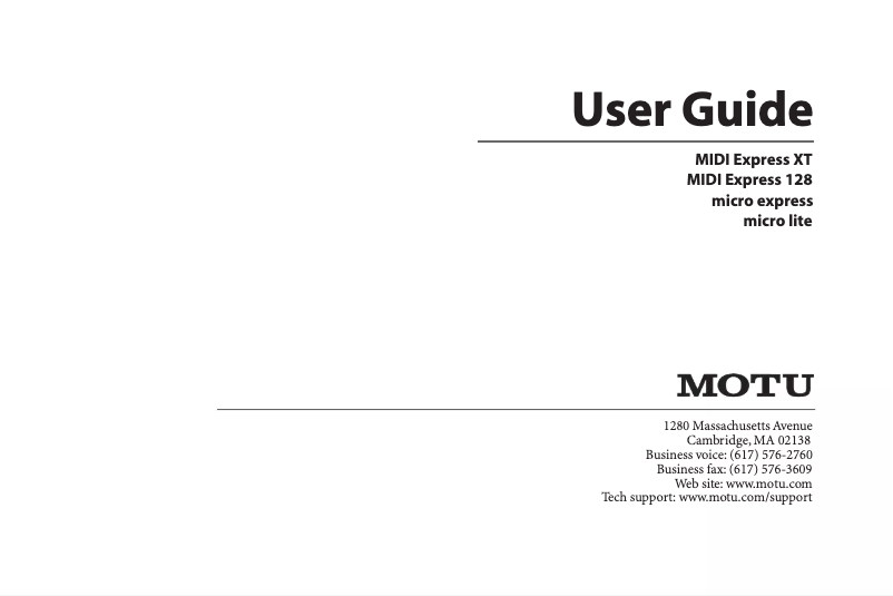 First page image of the manual for MIDI Express 128