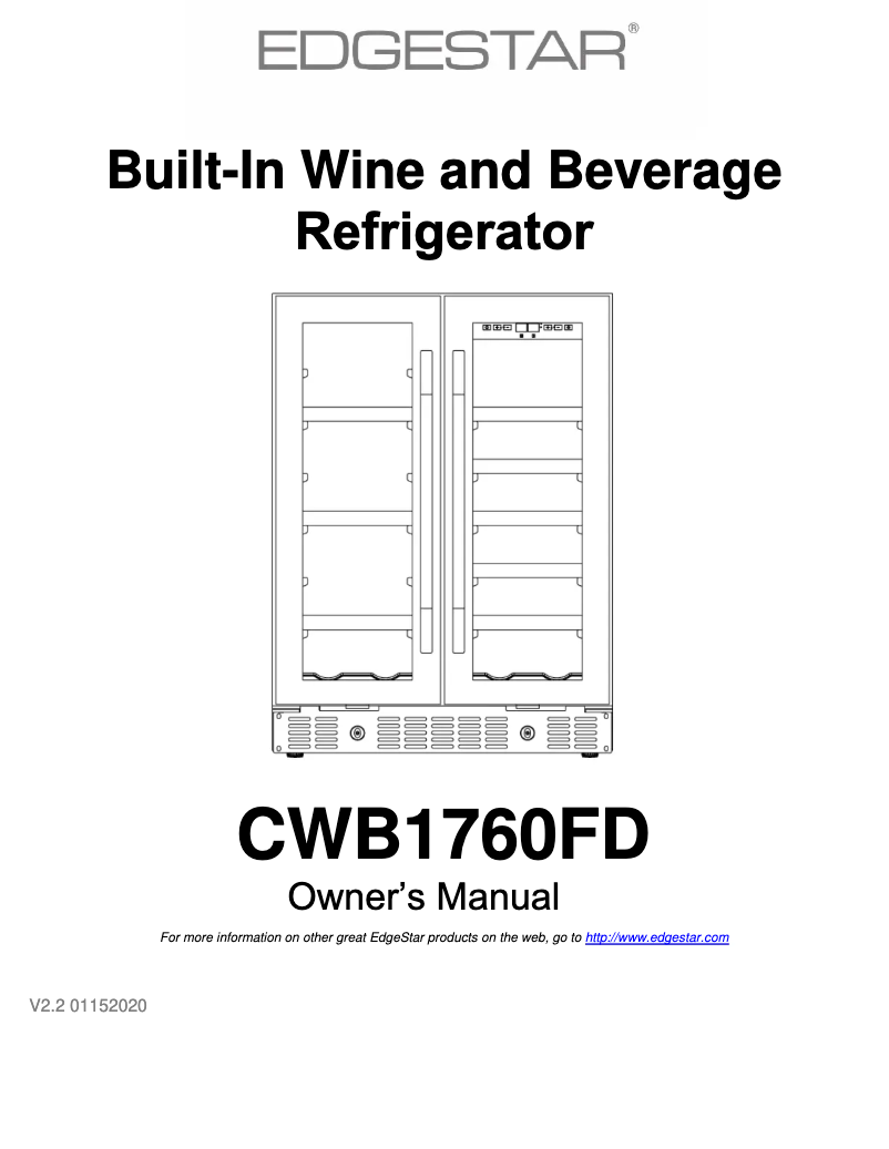 First page image of the manual for CWB1760FD