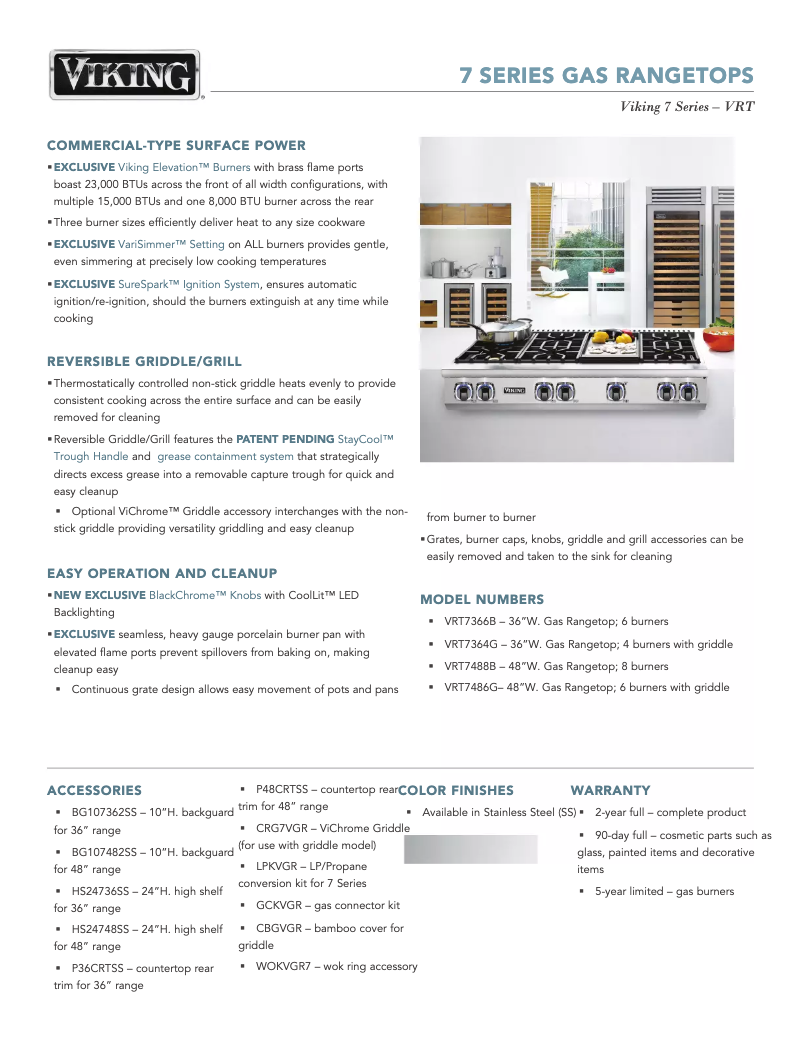 Page 1 of the manual Technical Sheet Viking VRT7366BSSLP