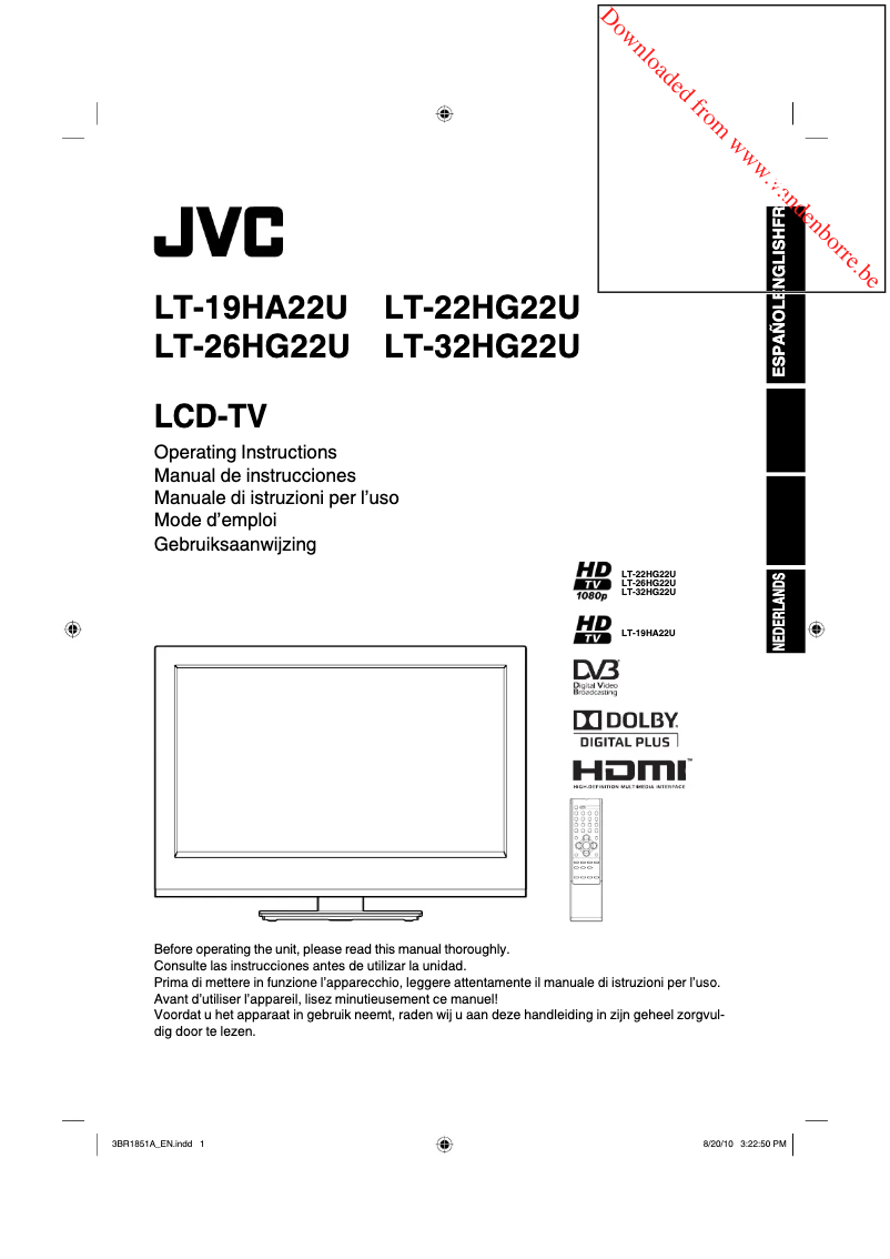Page 1 of the manual User Manual JVC LT-26HG22U