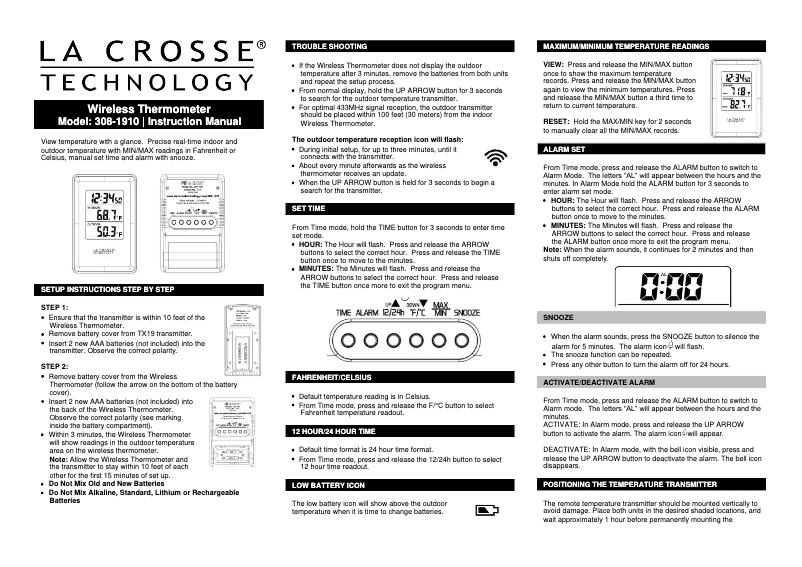 First page image of the manual for 308-1910B