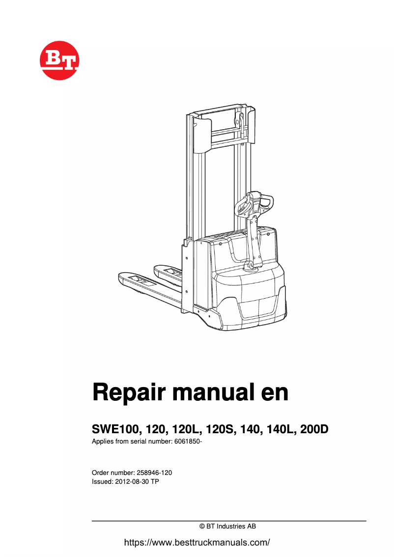 Page 1 of the manual User Manual BT SWE140